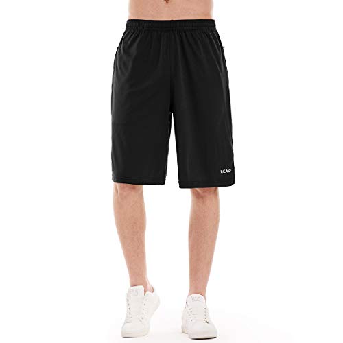 LEAO Men's Basketball Shorts with Zipper Pockets Quick Dry Loose-fit Sports Workout Running Shorts for Basketball Playe