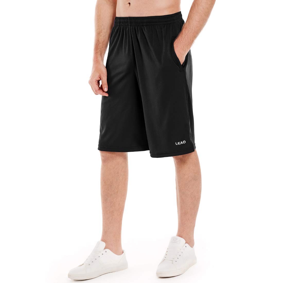 LEAO Men's Basketball Shorts with Zipper Pockets Quick Dry Loose-fit Sports Workout Running Shorts for Basketball Playe